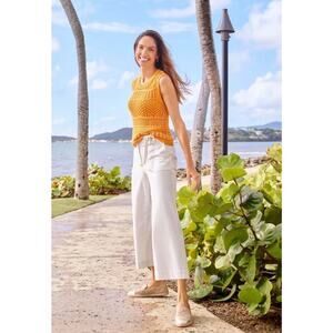 NEW Talbots Crochet Sleeveless Sweater Top Marigold Orange Size Small P 3518-9